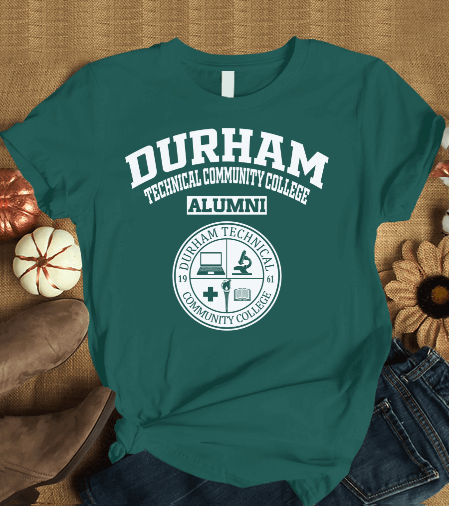 Durham Technical Community College Alumni Seal with Laptop Microscope Medical Book Icons T-Shirt