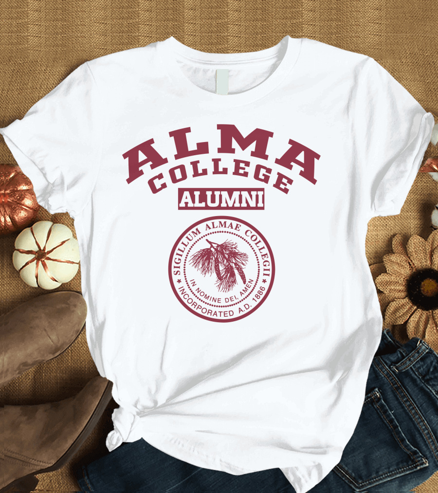 Alma College Alumni Seal Sigillum Almae Collegii Incorporated A.D. 1886 T-Shirt