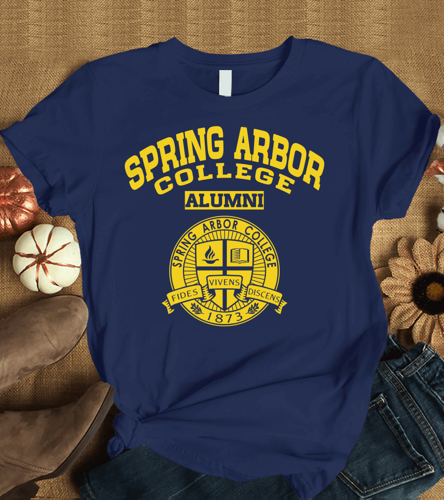 Spring Arbor College Alumni Fides Vivens Discens 1873 Seal T-Shirt