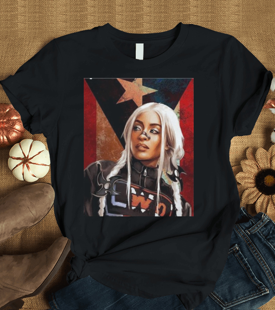 Queen Zelina Fear La Chancla LWO Latin World Order Star Flag Background T-Shirt