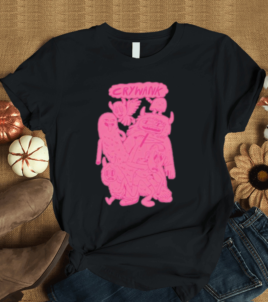 Crywank Cartoon Characters Art Pink T-Shirt
