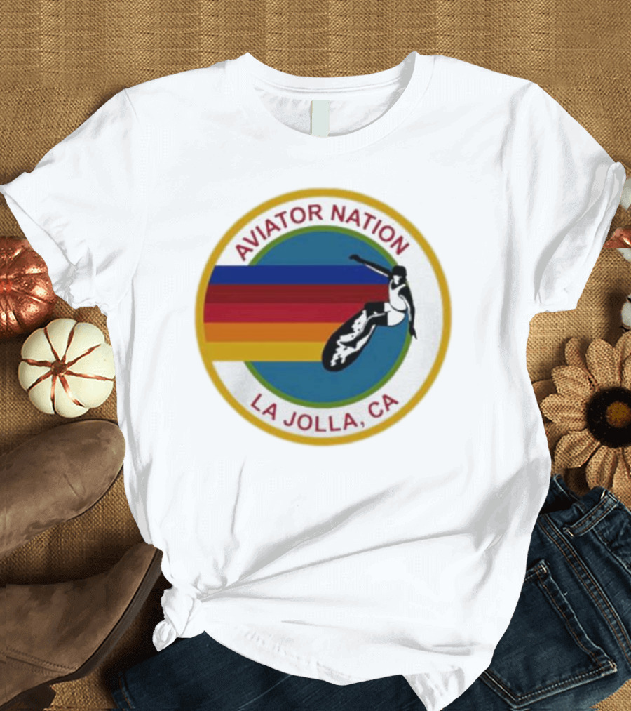 Aviator Nation La Jolla CA Surfing Rainbow T-Shirt