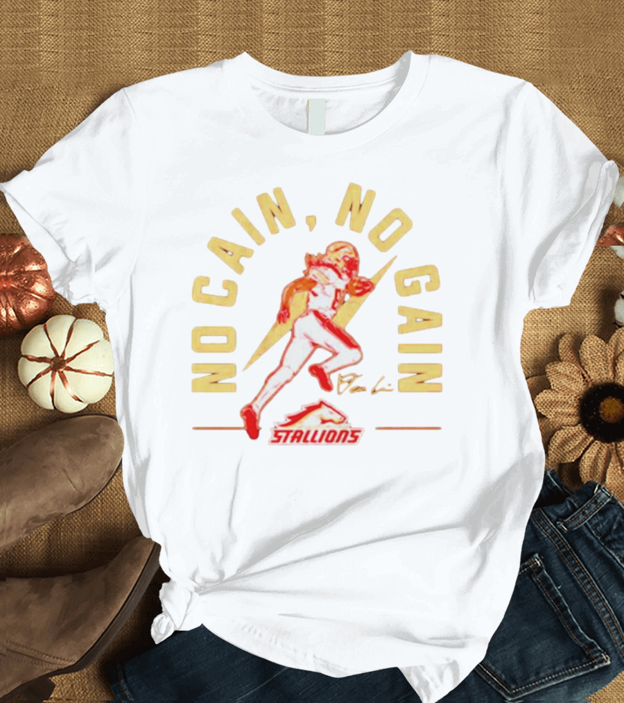 No Cain No Gain Birmingham Stallions Deon Cain T-Shirt