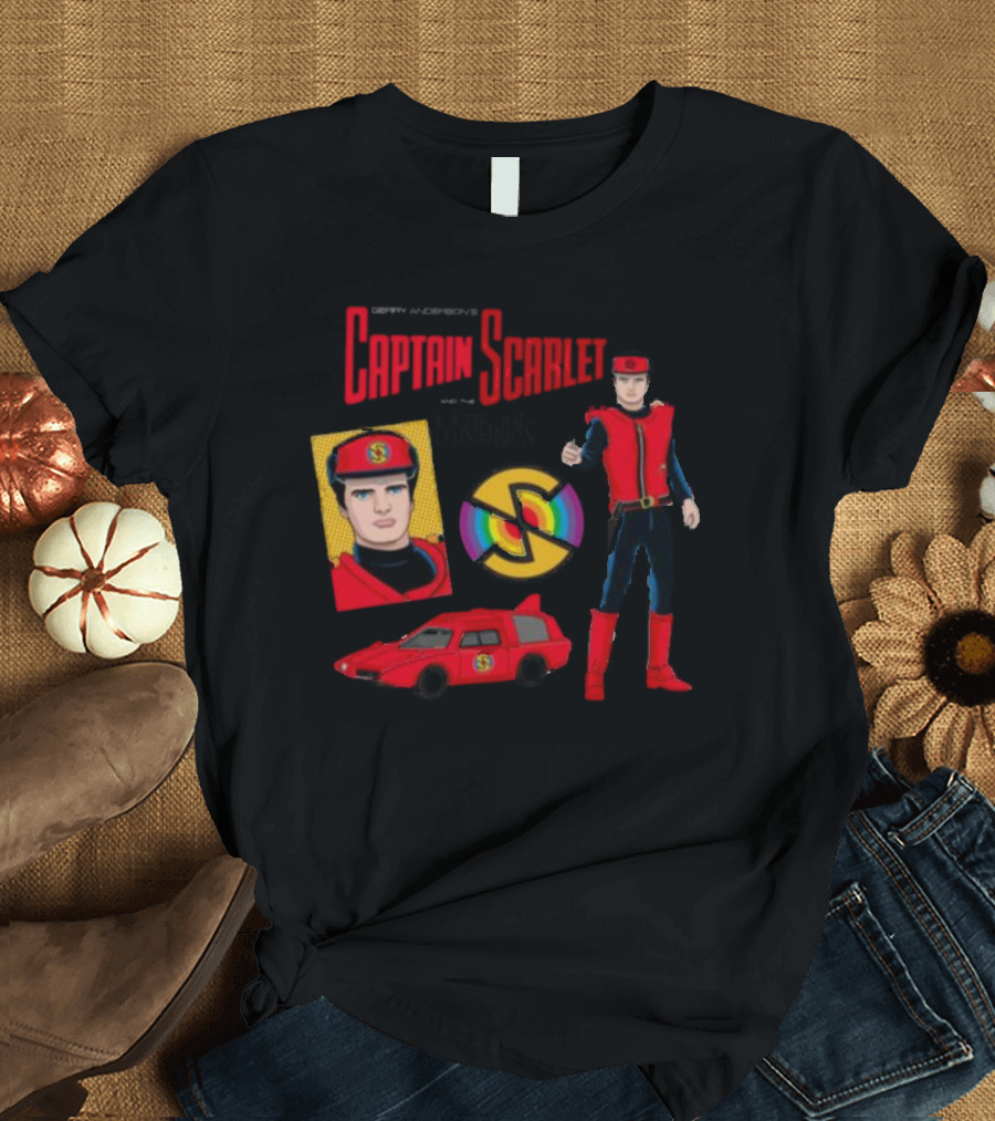 Gerry Anderson's Captain Scarlet And The Mysterons Iconic Character and Vehicle Montage T-Shirt
