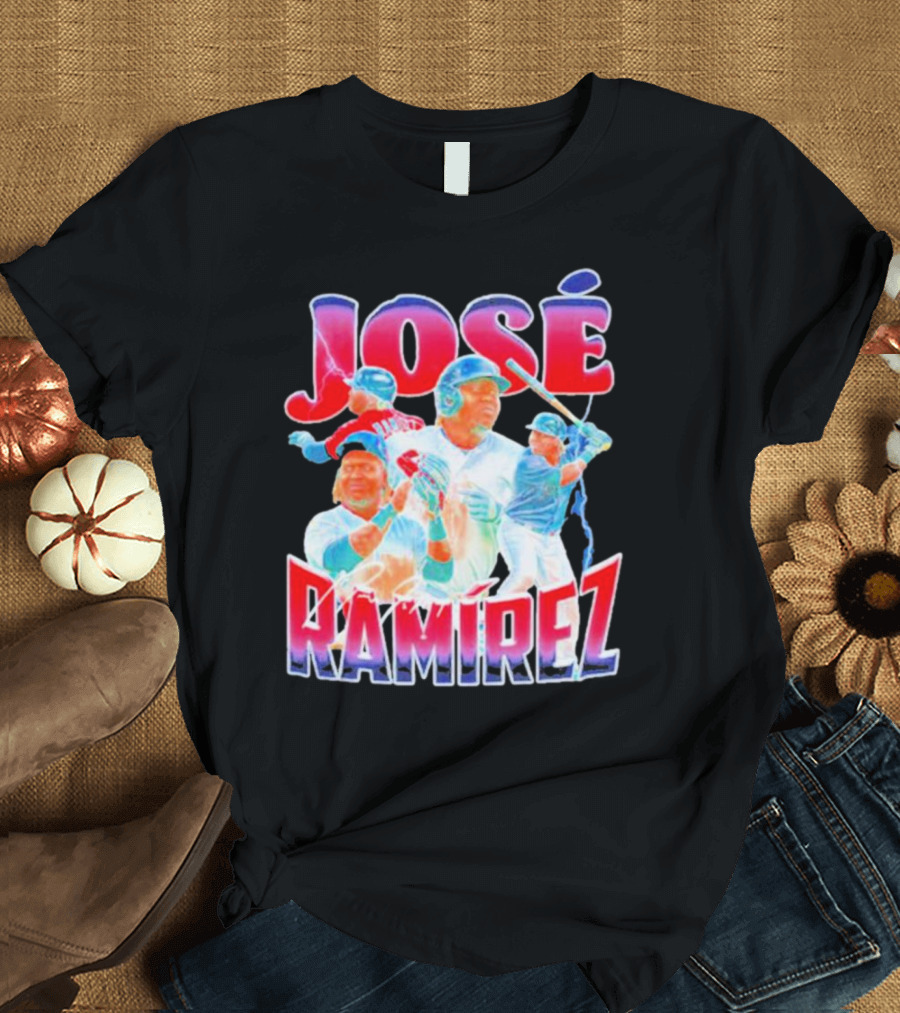 José Ramírez Signature Series Baseball Action Collage T-Shirt