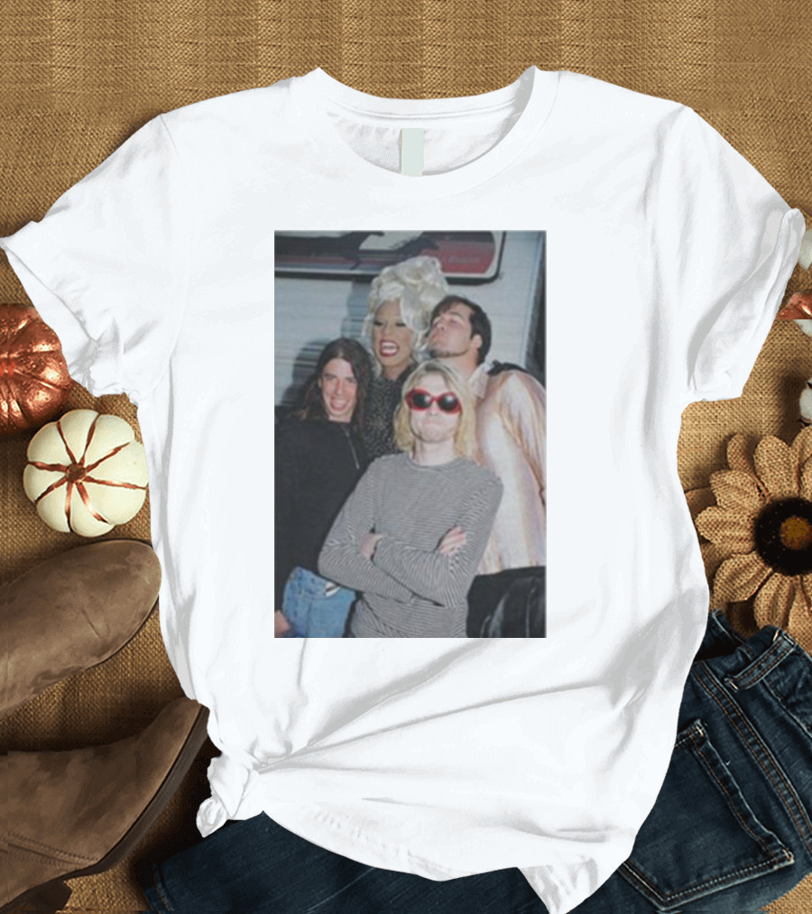 Rupaul with Nirvana Members Dave Grohl Kurt Cobain Krist Novoselic T-Shirt
