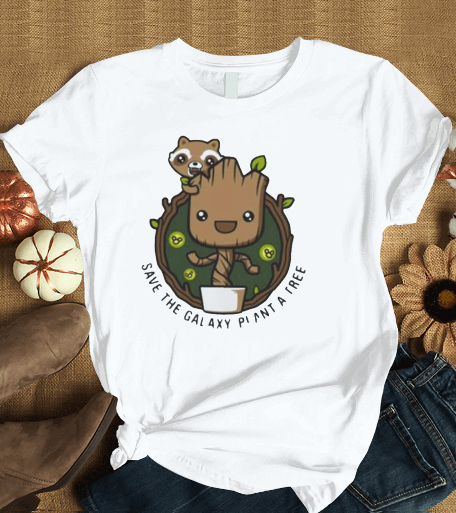 Save The Galaxy Plant A Tree Chibi Guardians Of The Galaxy T-Shirt