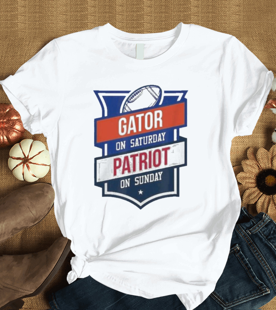 Gator On Saturday Patriot On Sunday Football Badge T-Shirt