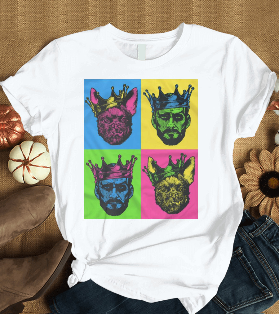 CM Punk King Pop Art Warhol Style Quad Crowned Faces T-Shirt