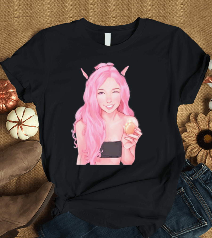 Belle Delphine Pink Hair Winking Holding Golden Egg Fantasy T-Shirt