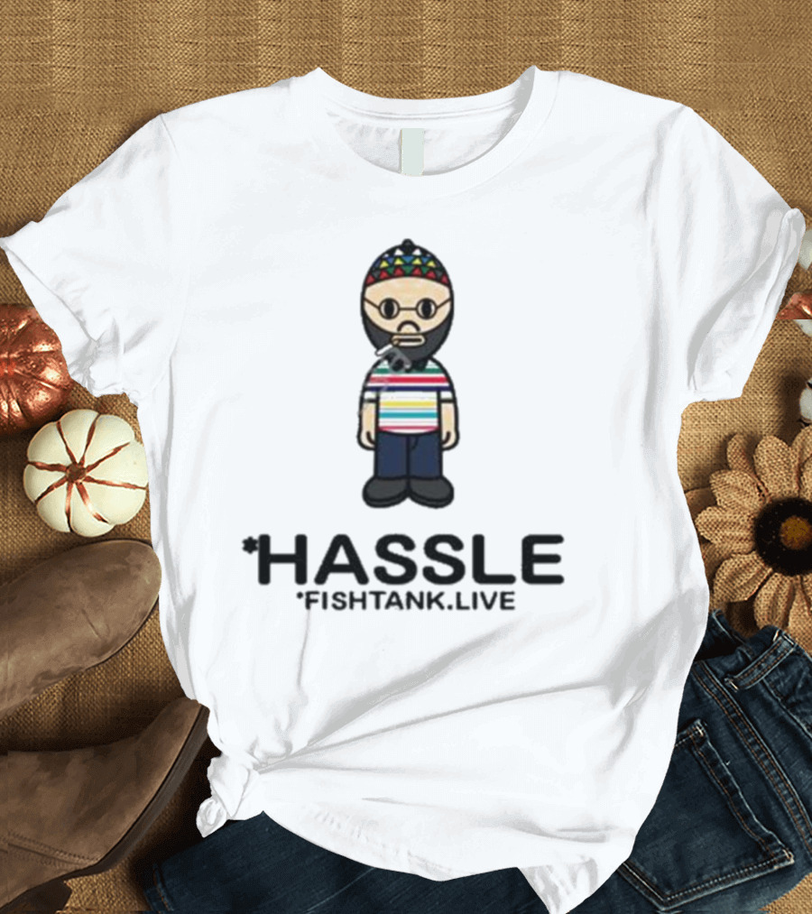 Hassle Fish Tank Live Figure with Colorful Hat and Striped T-Shirt