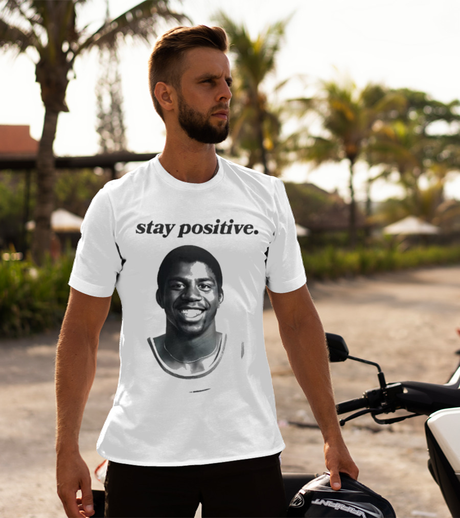 Magic Johnson Stay Positive Retro Basketball T-Shirt