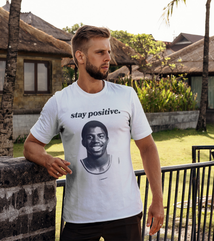 Magic Johnson Stay Positive Retro Basketball T-Shirt