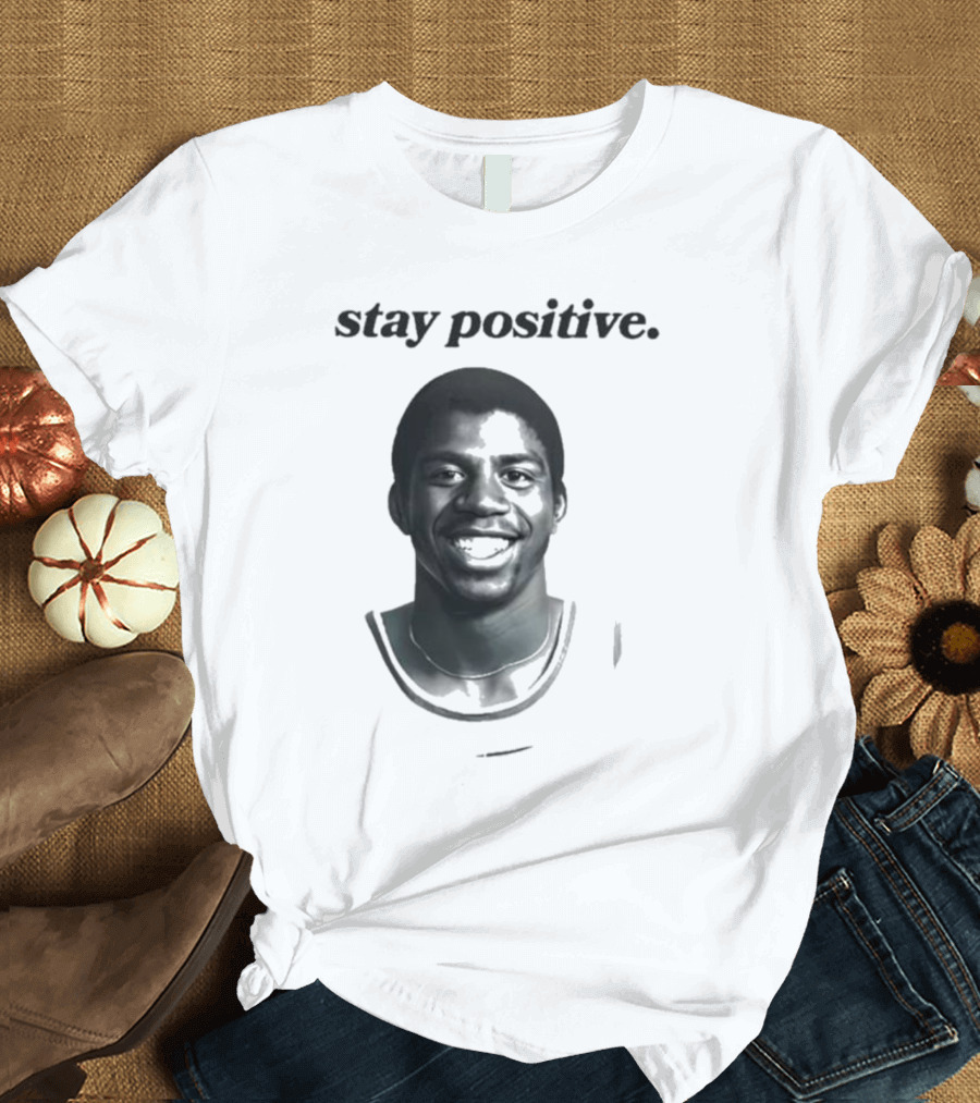 Magic Johnson Stay Positive Retro Basketball T-Shirt