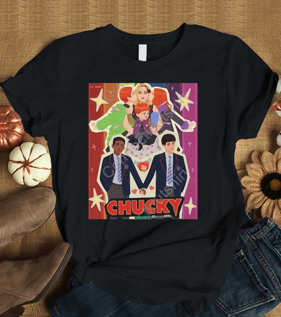 Chucky Pride Rainbow Characters Holding Hands Nbcu T-Shirt