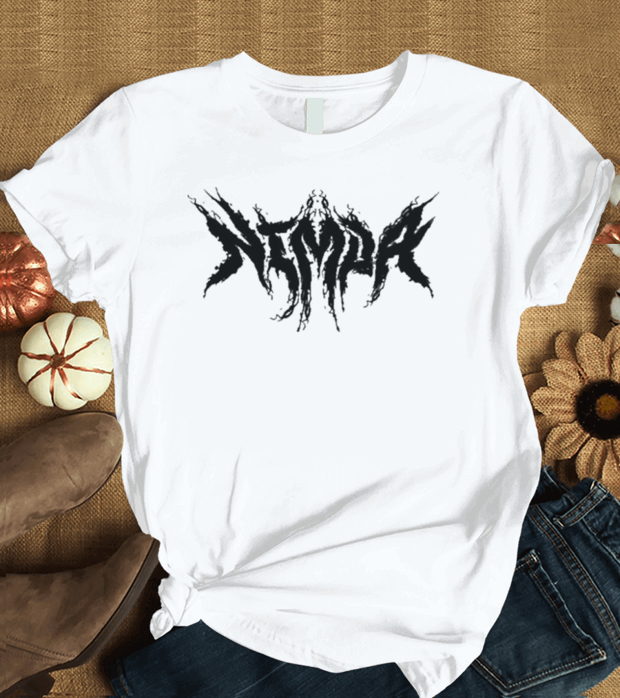 Nimda Logo Graphic with Dark Gothic Text T-Shirt