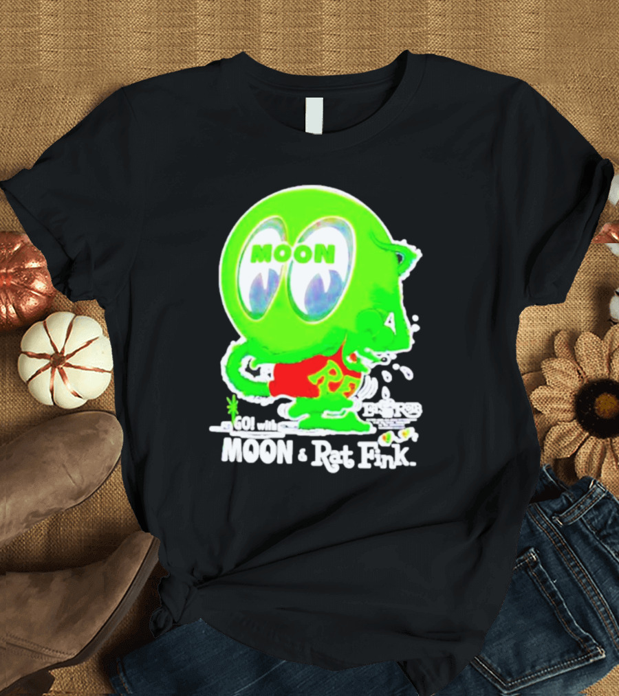 GO with MOON and Rat Fink Eyes Bug Eyed Monster T-Shirt
