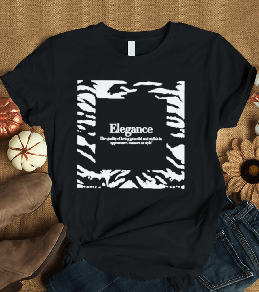 Elegance The Quality Of Being Graceful And Stylish In Appearance Manner Or Style Zebra Stripe Border T-Shirt