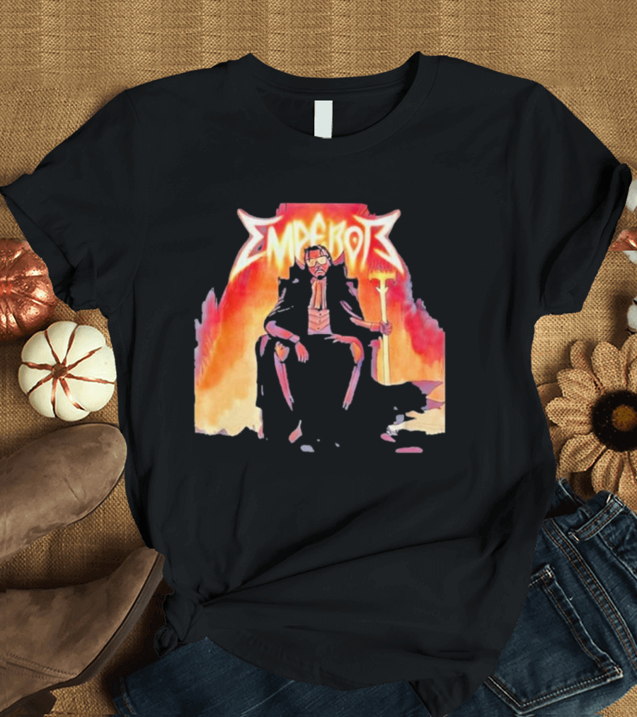 Don Temp Emperor Throne with Gothic Style Flames and Cape T-Shirt