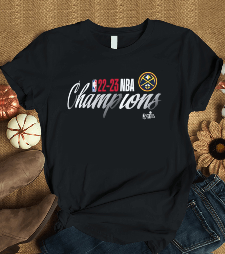 Denver Nuggets 22-23 NBA Champions Finals New Era Liquid Silver T-Shirt