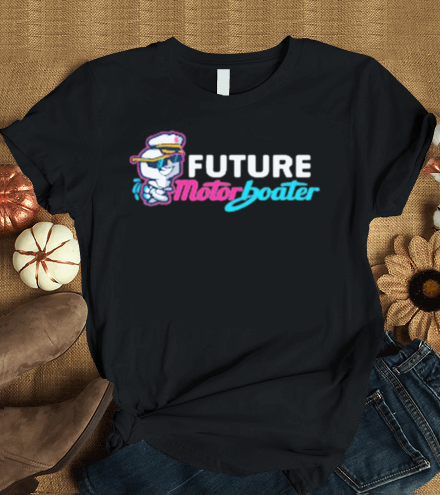 FUTURE Motorboater Captain Cartoon Character T-Shirt