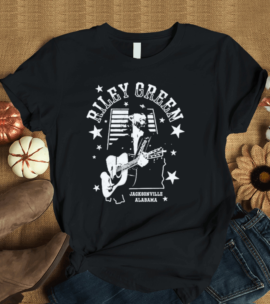 Riley Green Jacksonville Alabama Stars and Stripes Guitar T-Shirt