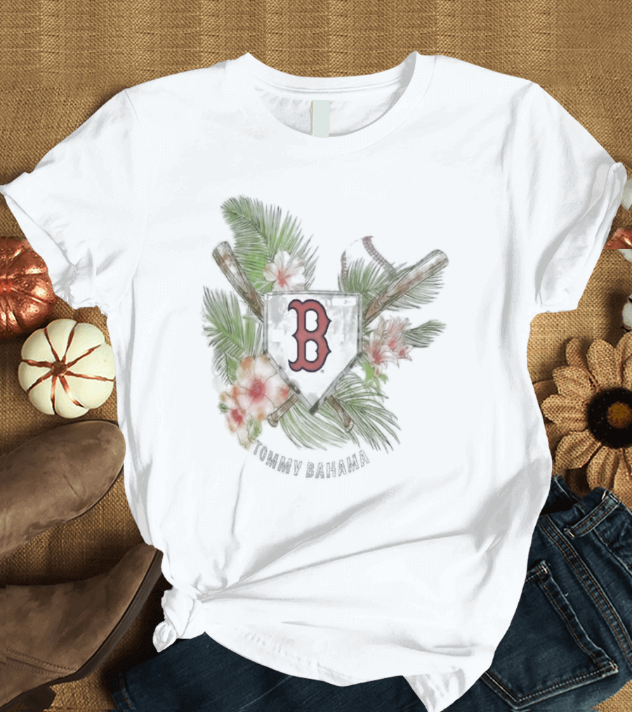 Boston Red Sox Tommy Bahama Island League Tropical Baseball Emblem T-Shirt