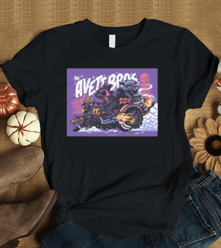 The Avett Bros Raccoon Motorcycle Racing 17 Rockets T-Shirt
