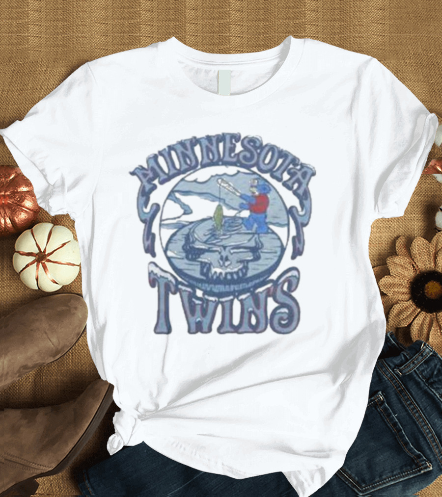 Minnesota Twins Grateful Dead Fishing Skull T-Shirt
