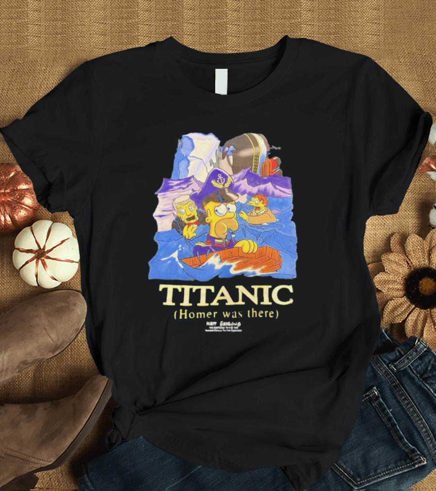 The Simpsons Titanic Homer Was There Matt Groening Ocean Scene T-Shirt