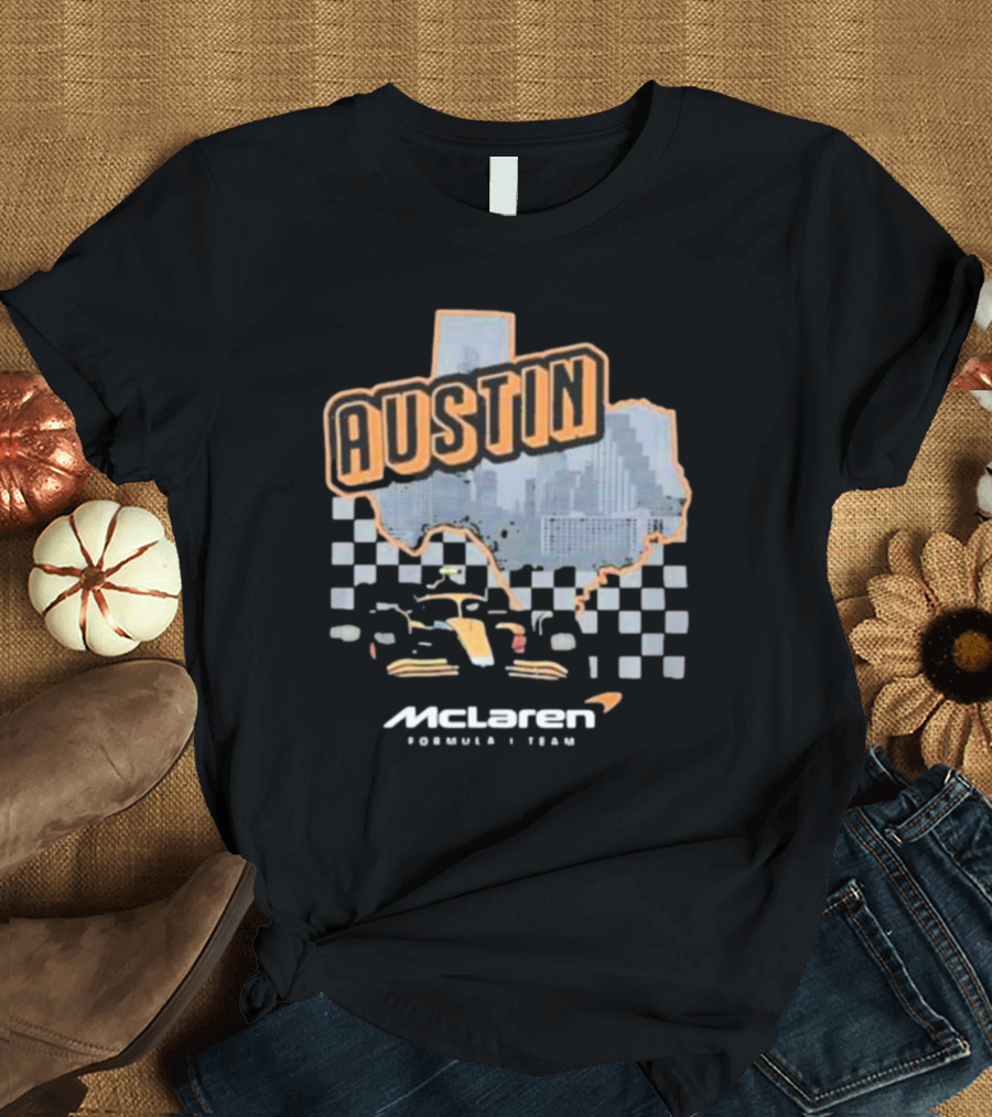 Mclaren Formula 1 Team Austin Texas Racing Circuit Checkered Skyline T-Shirt