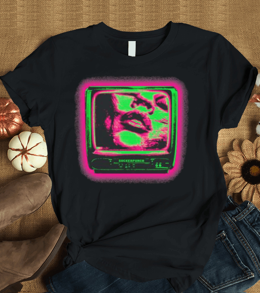 Suckerpunch TV Neon Lips Retro Screen T-Shirt
