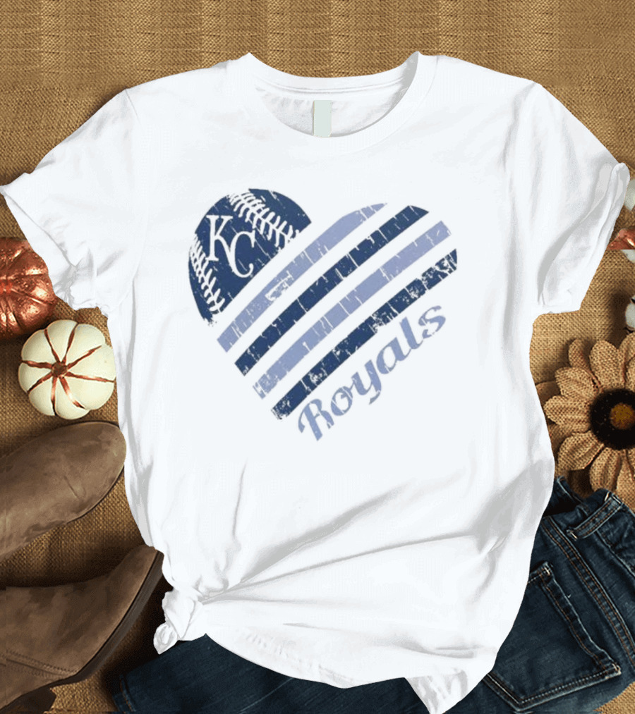 Kansas City Royals G-III 4Her Carl Banks White Heart KC Baseball Royals T-Shirt