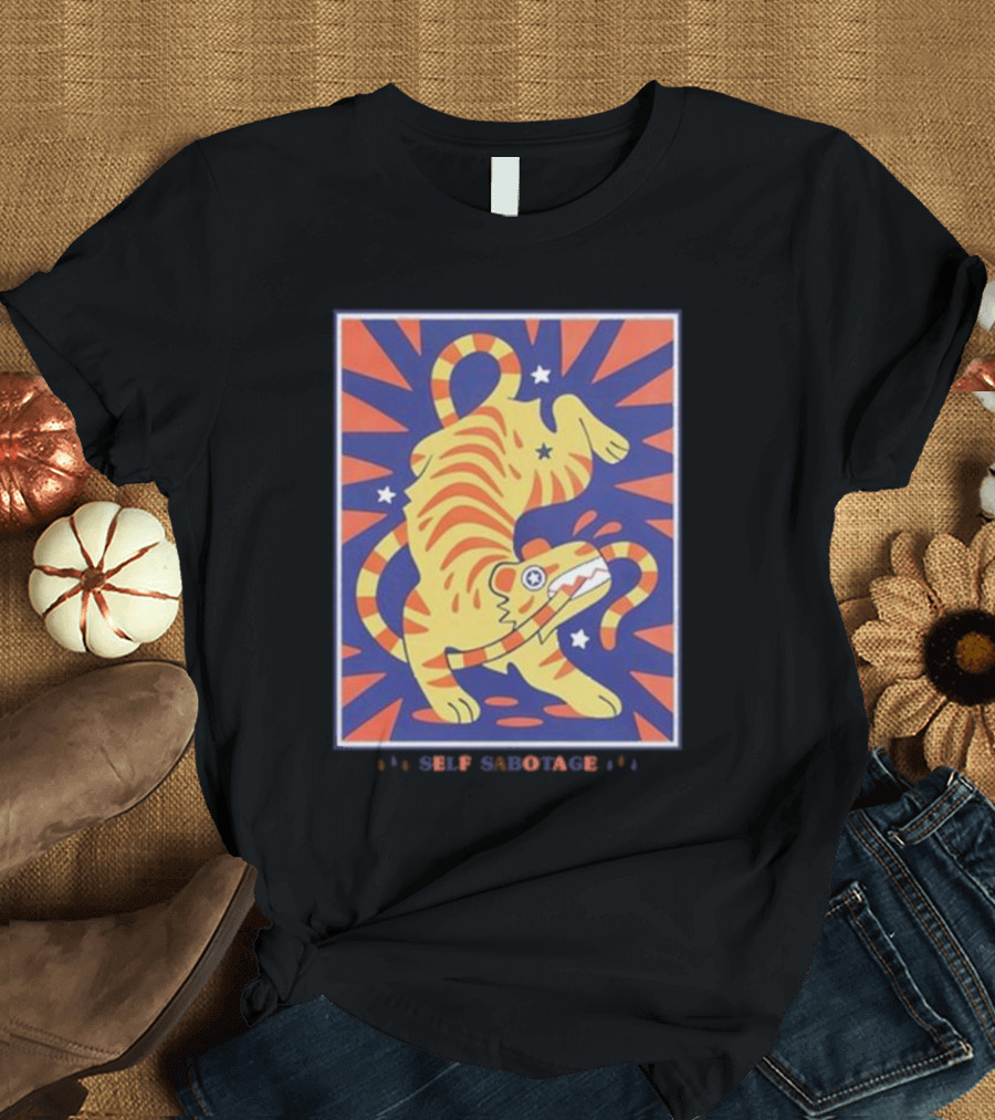 Self Sabotage Orange Colorway Tiger Dynamic Playful T-Shirt
