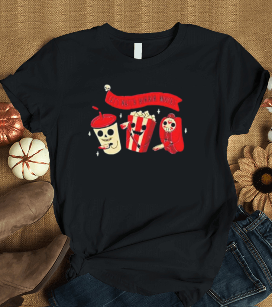 Acidcandy Let’s Watch Horror Movies Popcorn Soda Icons T-Shirt
