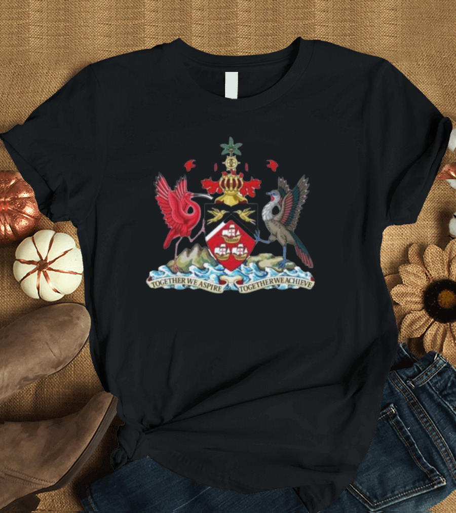 Coat of Arms of Trinidad and Tobago Together We Aspire Together We Achieve T-Shirt