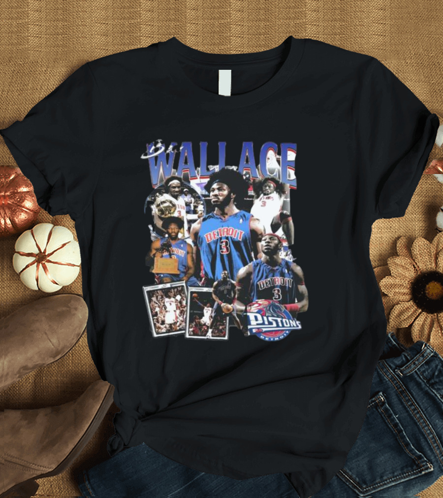 Ben Wallace Detroit Pistons Basketball Legends Collage T-Shirt