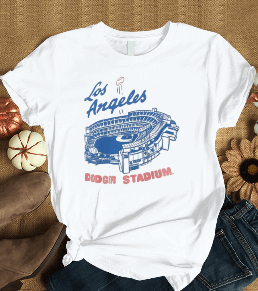 Los Angeles Dodger Stadium Homage Tri-Blend Gray T-Shirt