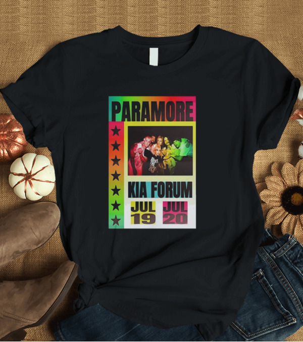 T-Shirt: Paramore Kia Forum July 19 20 Starburst Neon Group T-Shirt Paramore Kia Forum July 19 20 Starburst Neon Group T-Shirt