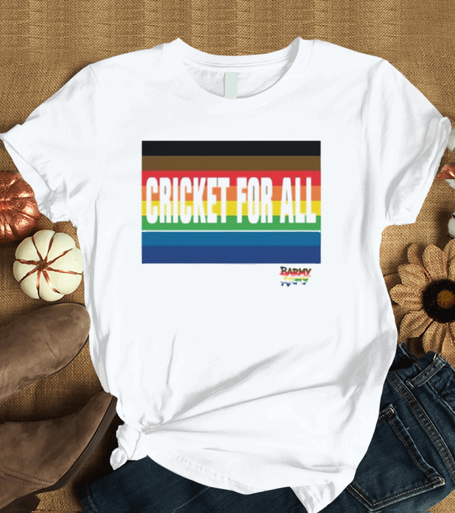 Barmy Army Cricket For All Rainbow Stripes T-Shirt