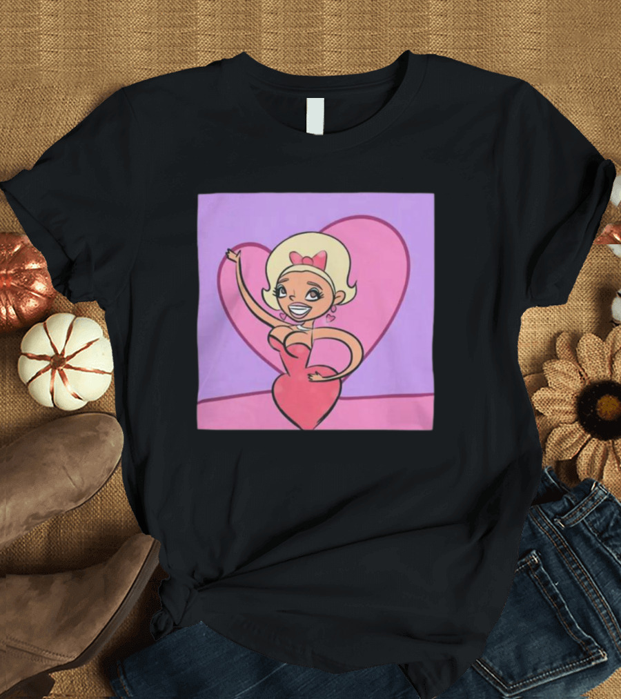 Jaymes Mansfield Cartoon Heart Outfit Pink Background T-Shirt