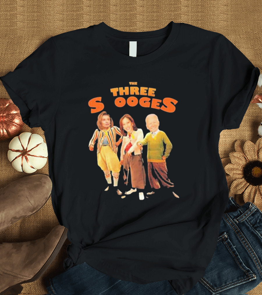 The Three Stooges Kamala Harris and Joe Biden Faces on Classic Character Bodies T-Shirt