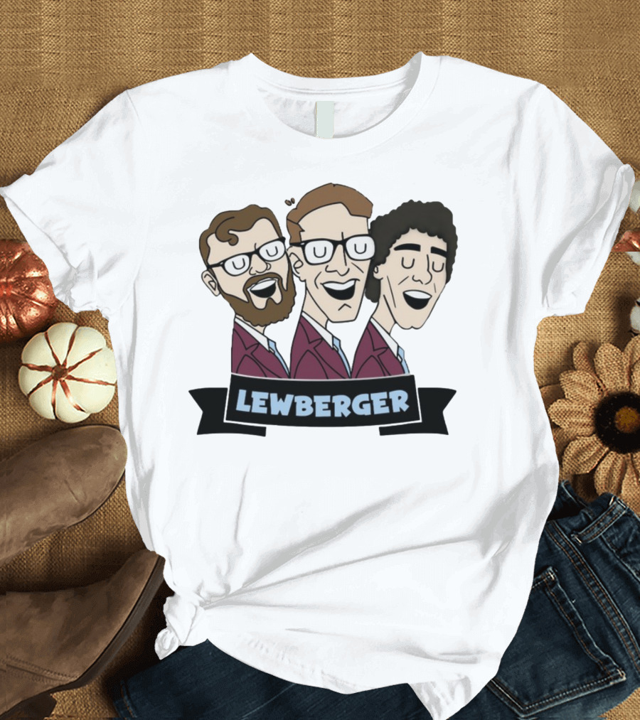 Lewberger Cartoon Trio Portrait With Glasses And Beards T-Shirt