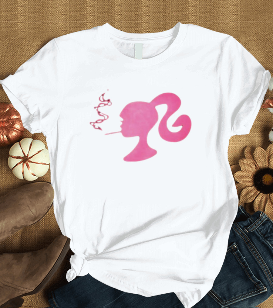 Smoking Pink Silhouette Barbie T-Shirt