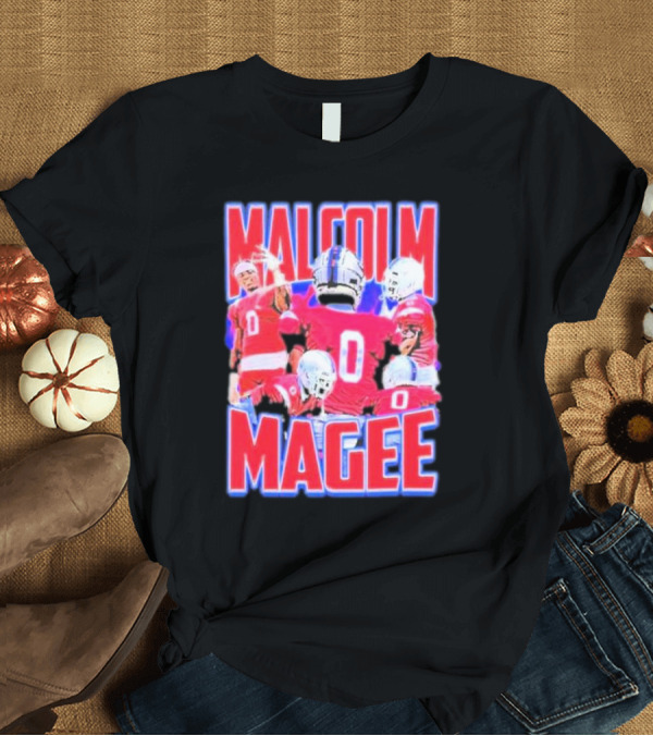 T-Shirt: MALCOLM MAGEE FOOTBALL NUMBER 0 RED JERSEY COLLAGE T-Shirt MALCOLM MAGEE FOOTBALL NUMBER 0 RED JERSEY COLLAGE T-Shirt