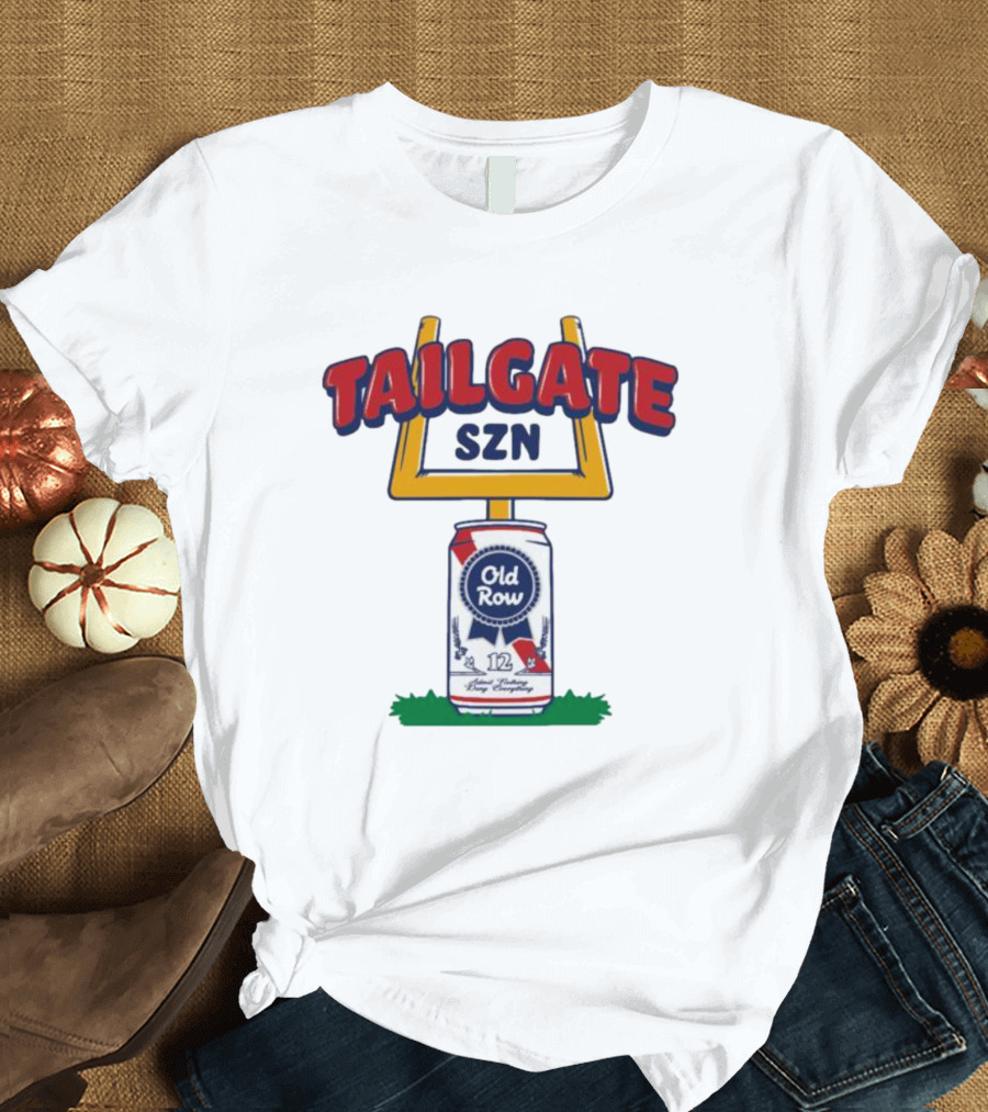 Old Row Ribbon Beer Tailgate Szn Can Football Goalpost T-Shirt