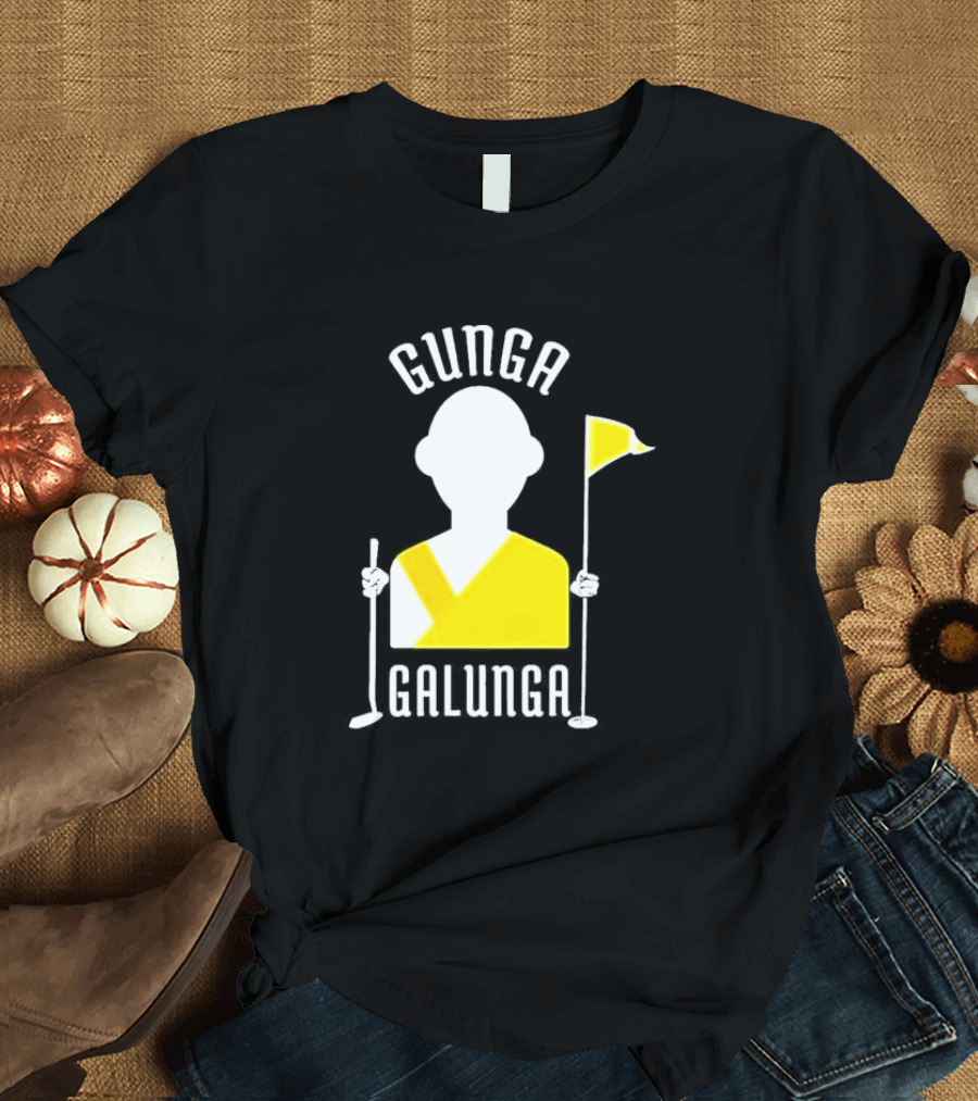 Gunga Galunga Golf Monk Icon with Clubs and Flag T-Shirt