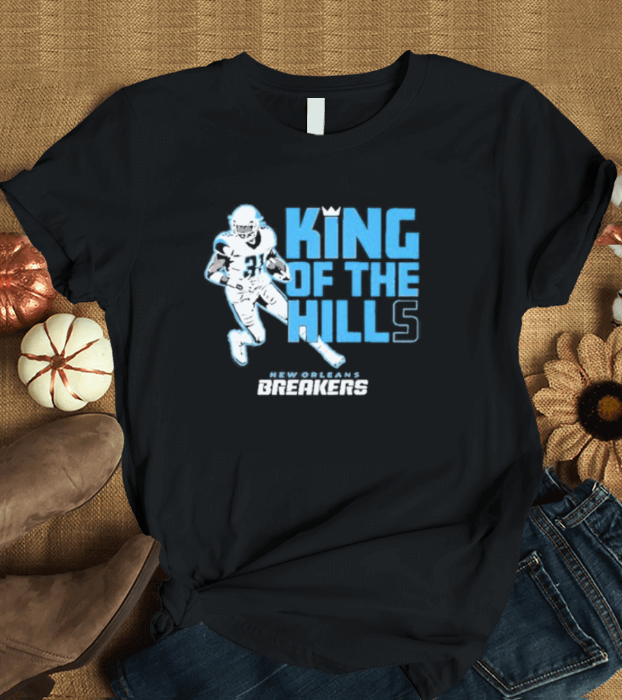 New Orleans Breakers King Of The Hills Football Player Action T-Shirt