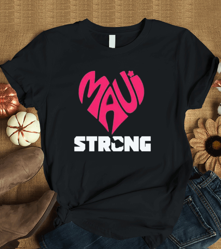 Maui Heart Strong Symbol in Pink T-Shirt
