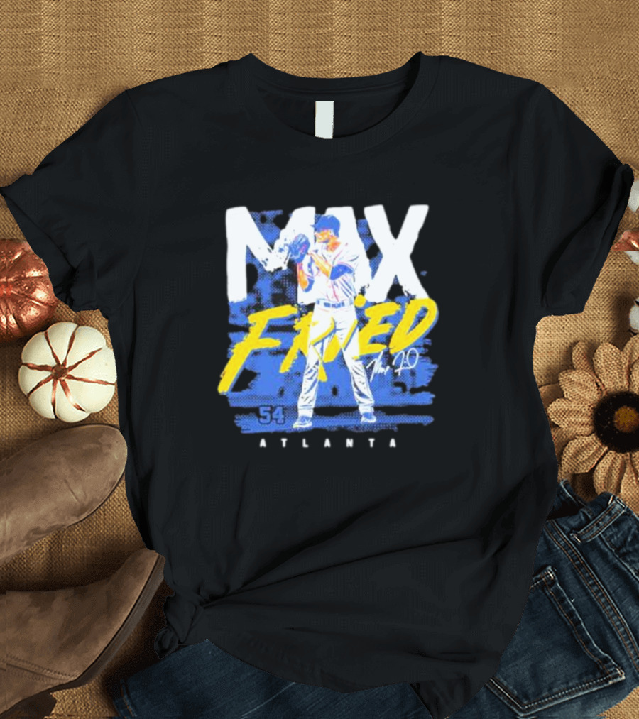 Max Fried 54 Atlanta Braves MLBPA Signature Baseball Pitcher T-Shirt